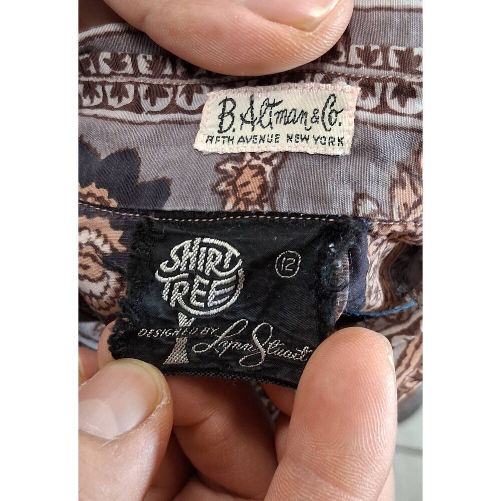Vintage baltman fifth ave womens small batik rust brown art shirt top viscose - Picture 8 of 9